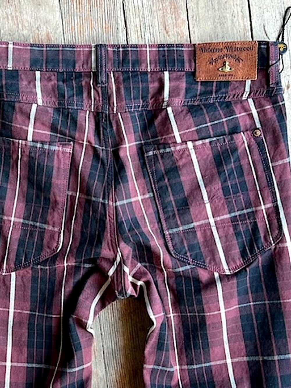 VIVIAN WESTWOOD Men's 31 Plum / Black Tartan Plaid Trouser Pants - Picture 7 of 16